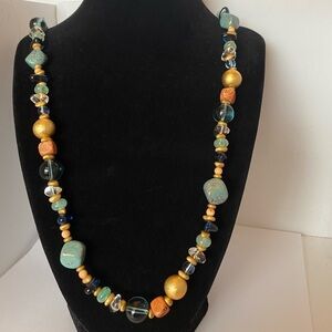 Vintage Olci . Bead & Stones Turquoise Necklace.